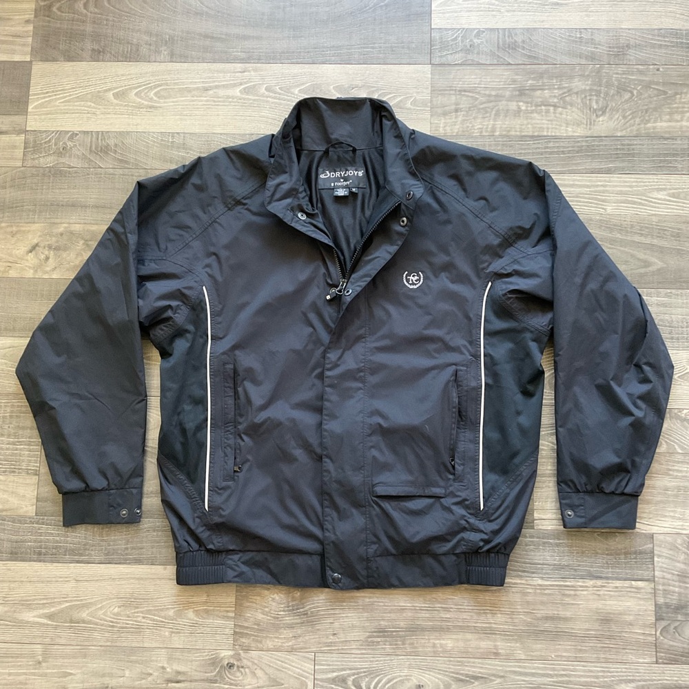 Dryjoys Footjoy FJ Golf Rain Windbreaker Jacket Men’s MEDIUM Black Full Zip - Picture 1 of 12